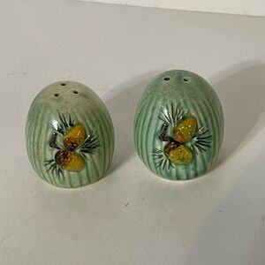 Vintage Salt and Pepper Shakers with Pinecones